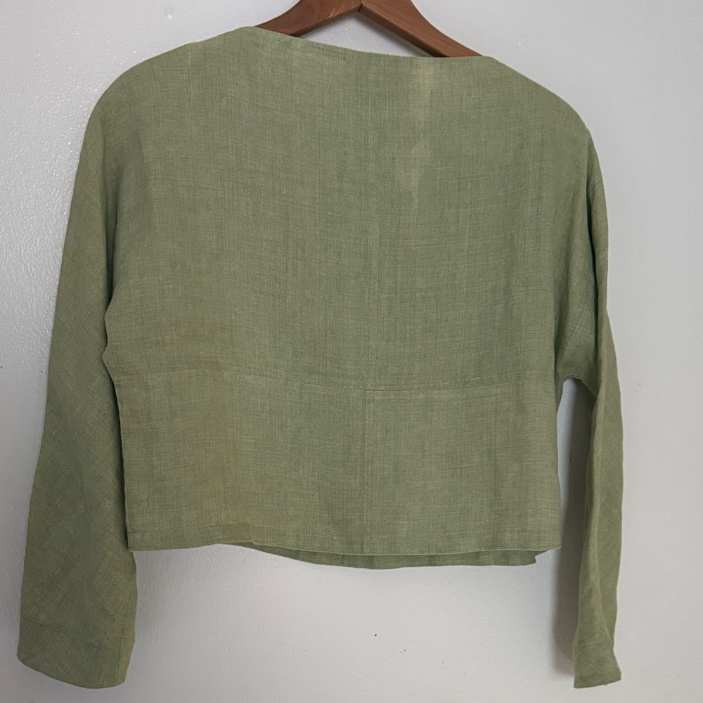 Ellen Tracy Olive Linen Top and pants set - Picture 4 of 15